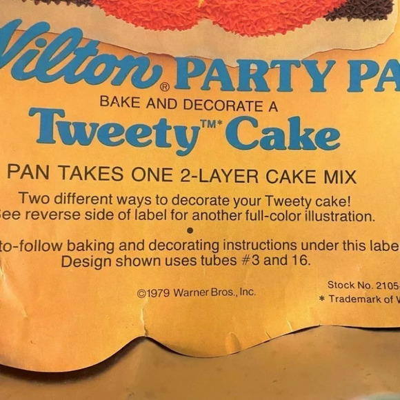 Vintage 1979 Tweety Bird Cake Pan Wilton Warner Bros Baking Mold Birthday Party - Picture 2 of 8